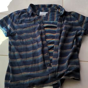 Goodfellow & CO jersey knit short sleeve button shirt striped blue